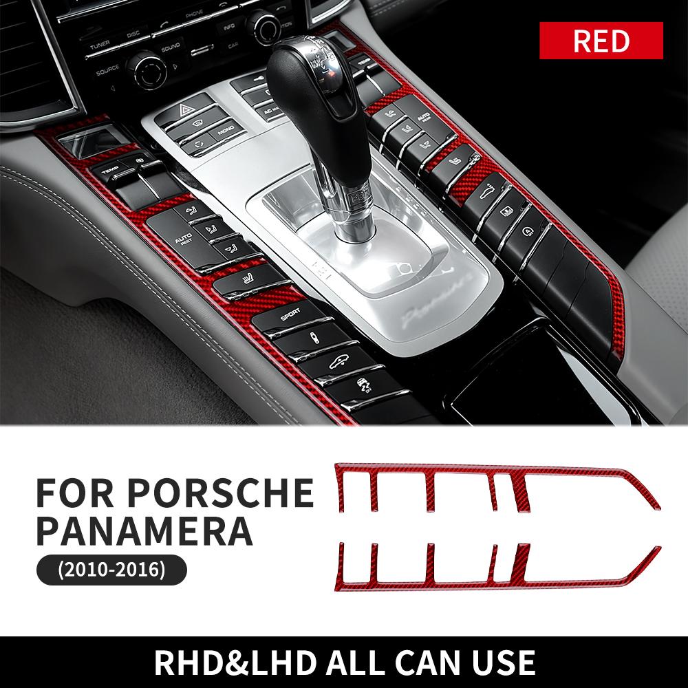 Autocollant en fibre de carbone véritable pour Porsche Panamera 2010 2011 2012 2013 2024 2015 2016 Panneau de commande central de voiture, panneau de vitesse, garniture intérieure