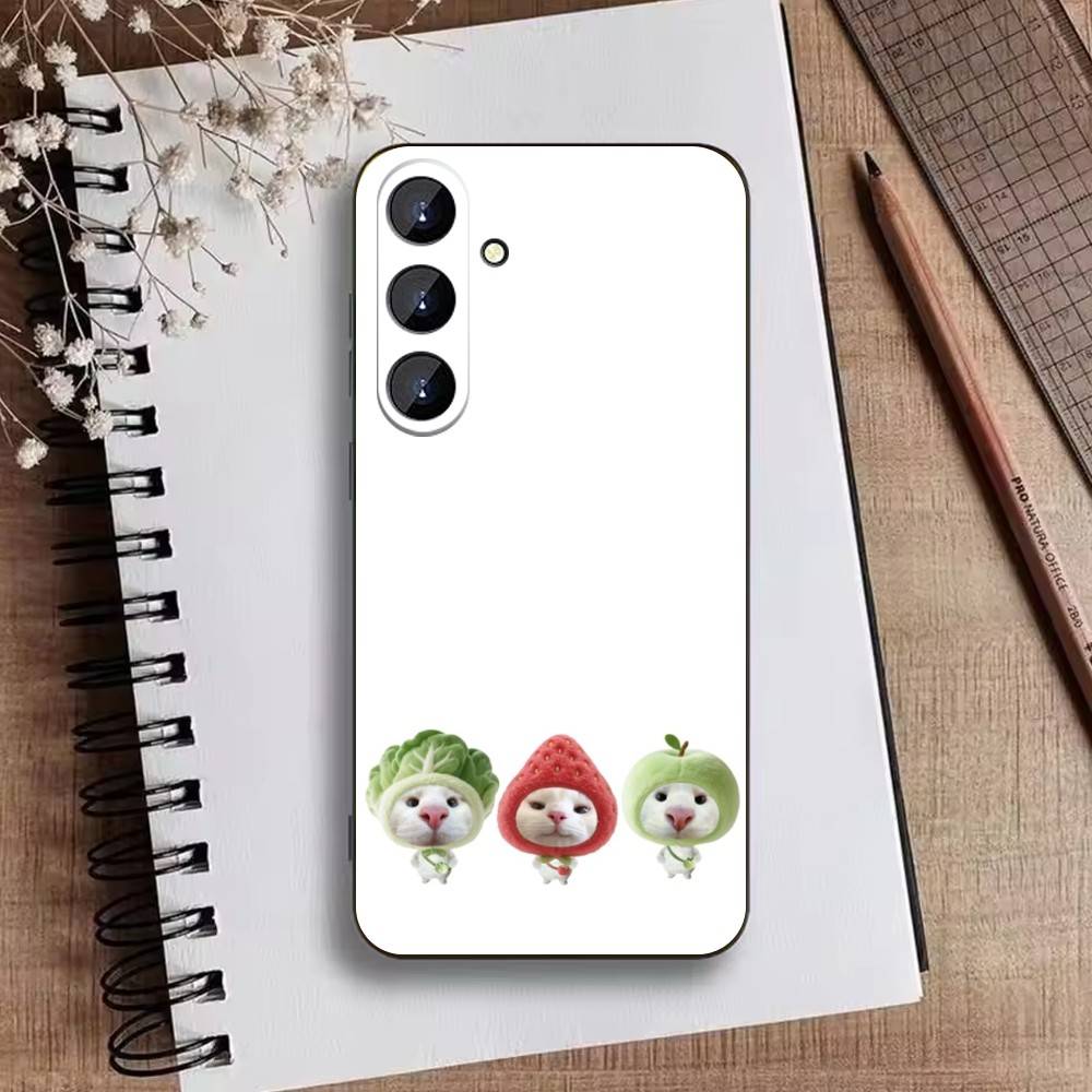 Big-eyed Goofy CAT Silly Phone Case For Samsung Galaxy A73,A72,A71,A70,A52,A51 Others Soft Black Cover
