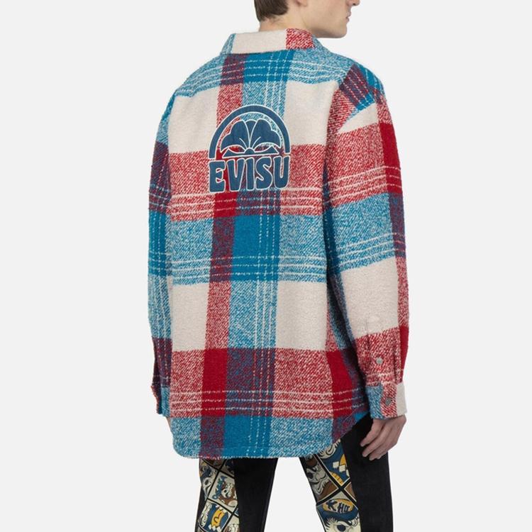 Evisu Plaid Logo Print Long Sleeve Shirt Men Shirts 2EAHTM2SJ750XXWQ