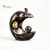 Desktop Figurine for Window Sill LED Light-Up Halloween Pumpkin Moon Figurine, Spooky Face Crescent Hollow Party Skull Night Light Home Shelf