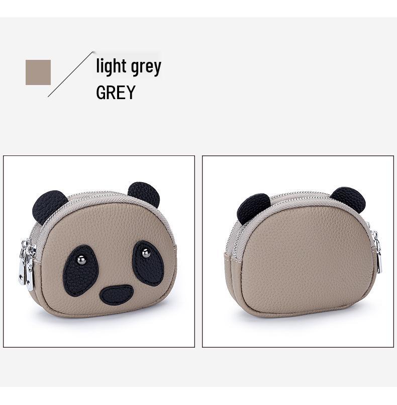 Women's Genuine Leather Large Capacity Double Zipper Coin and Lipstick Pouch