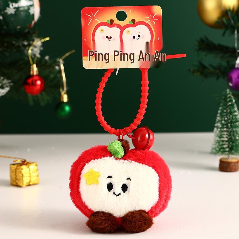 Charming Plush Christmas Apple Keychain Pendant - Cute Children's Gift for a Festive Atmosphere