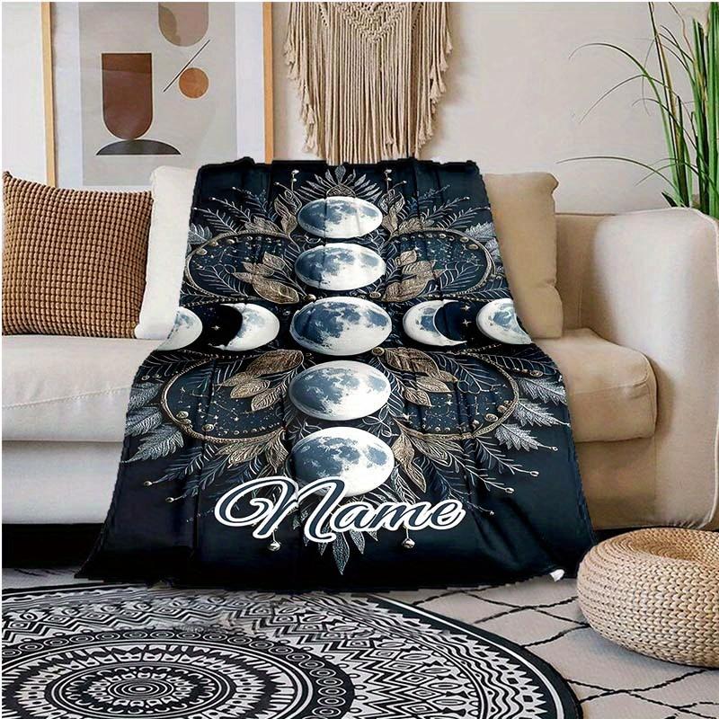 Sun And Moon Customize Your Name Blanket Used For Chair Office Sofa Bed Camping Soft And Warm Giving Friends And Relatives Birthday Graduation Gift