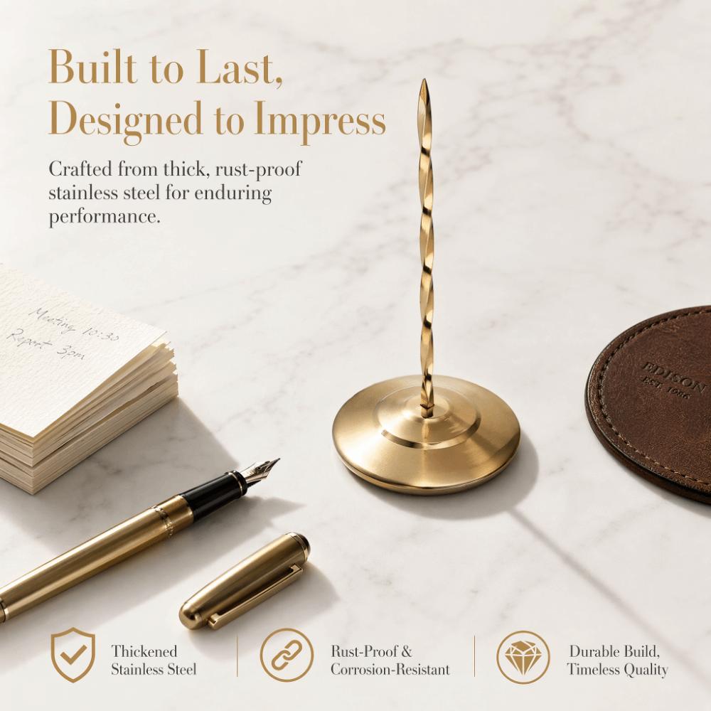 Round Bottom Bill Holder Spike Golden Silver Check Spindle Restaurant Bar Kitchen Office Hotel