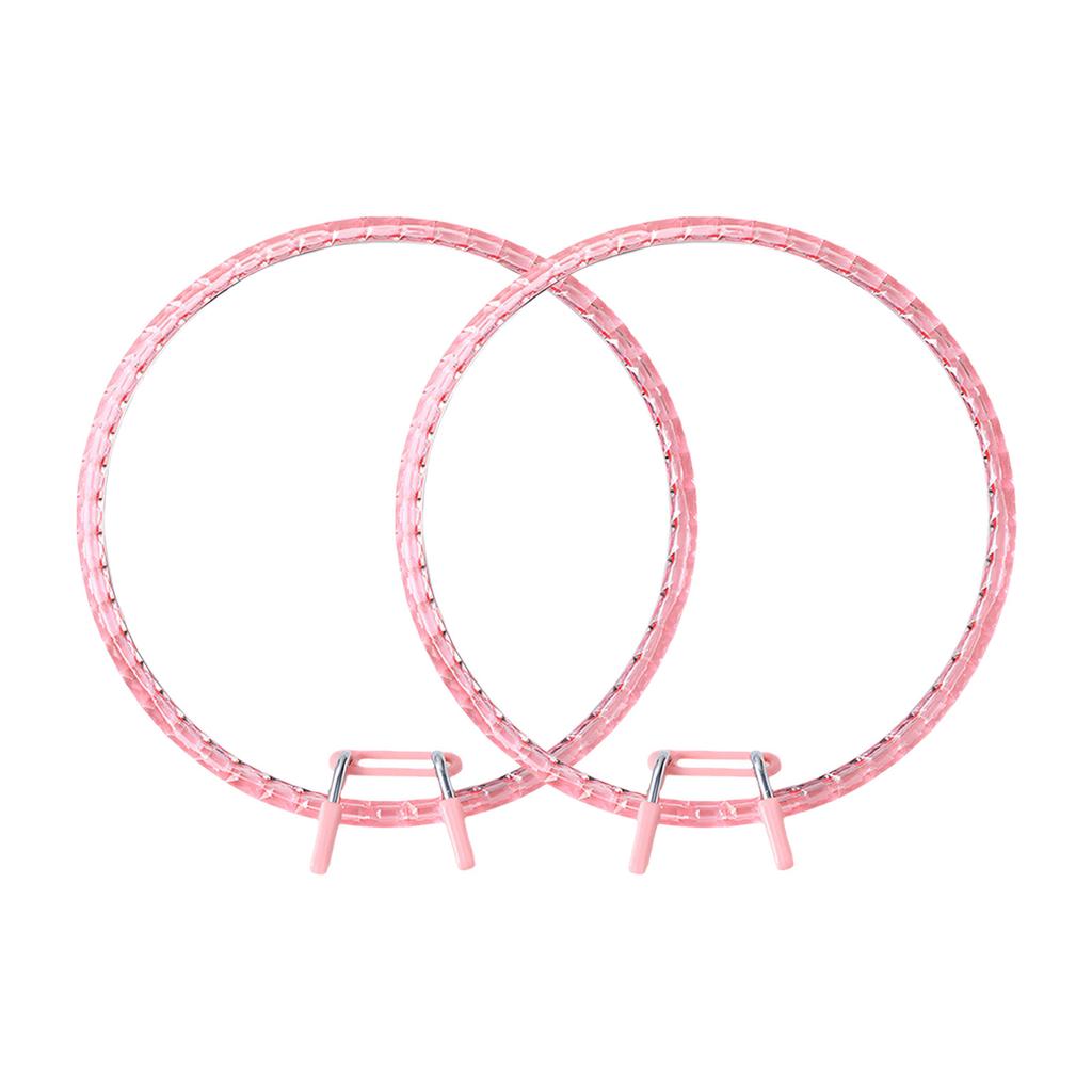 2Pcs Adjustable Spring Loaded Embroidery Frames Round Plastic Stitching Hoops for Needlework Stitching and Sewing Craft