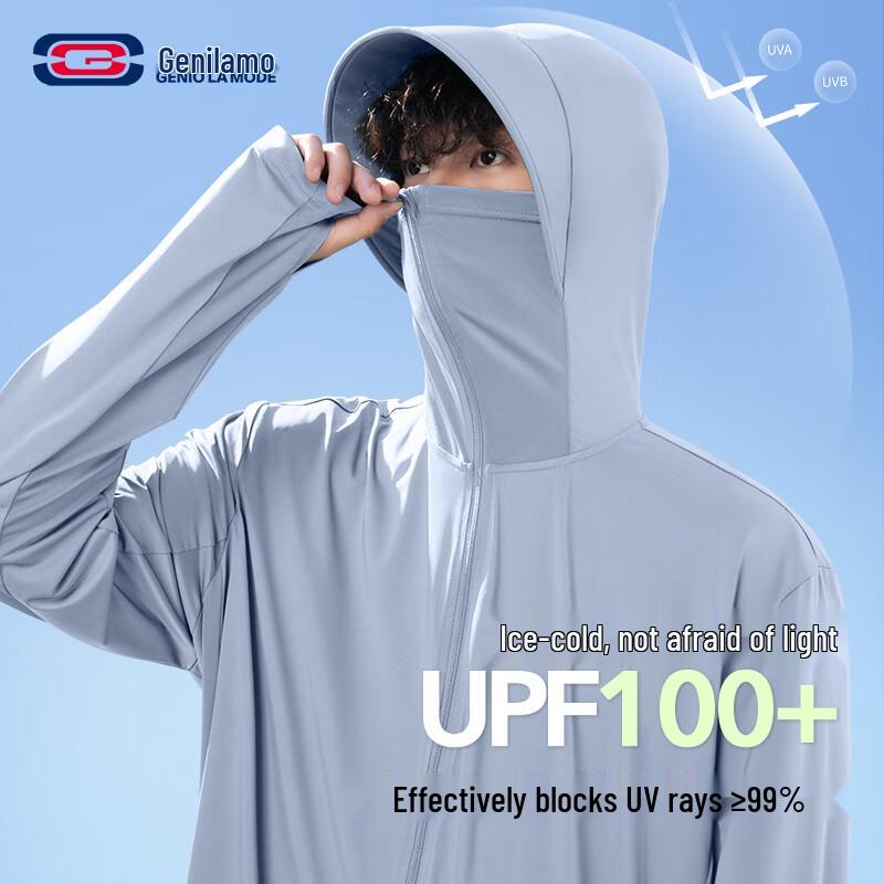GENIOLAMODE Men s UPF100+ Ice Silk Cooling Sun Protection Hoodie L
