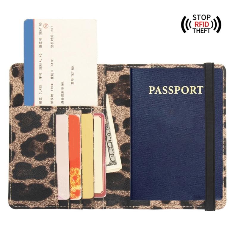 Lightweight Leopard Print Passport Cover Blocking Card Holder Protect Your Information for Women