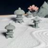 Gazebo retrô lanternas chinesas mini pagode modelo decoração pedra estátua em miniatura arenito acessórios para casa