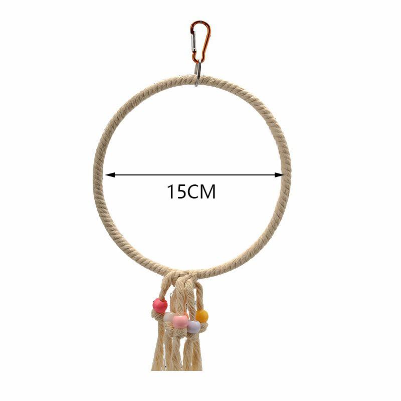 Parrot Cage Swing Toy Round Triangular Iron Wire Cotton Thread Hanging Ring For Bird Pet Birds Toys Accessories Supplies