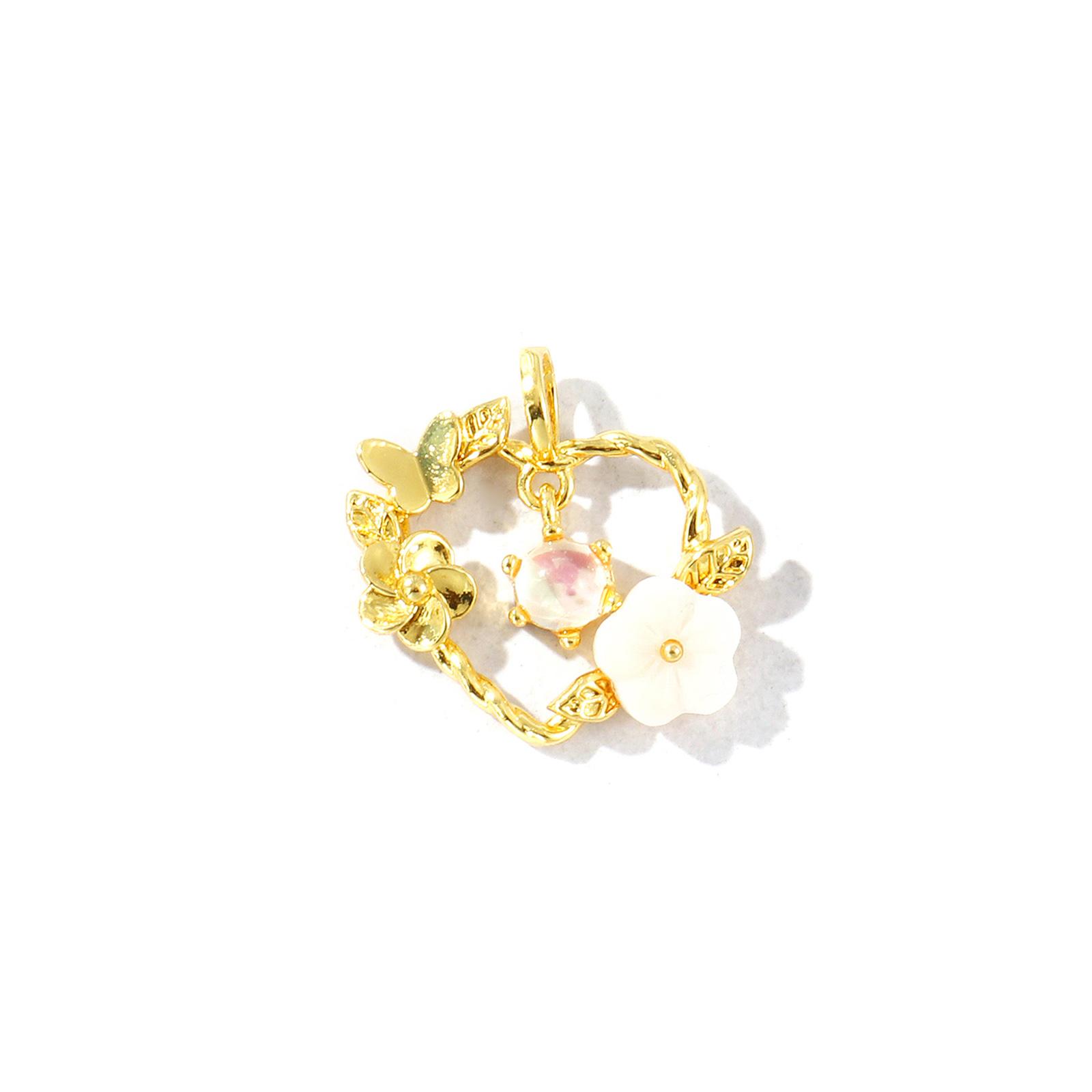

2 PCs Hollow Enamel Flower Charm Clear Rhinestone Butterfly Brass 18K Gold Plated Pendant DIY Necklace Bracelet Jewelry Making