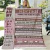 Preppy Style Flannel Throw Blanket for Sister, Digital Print Polyester Soft Blanket, Allseason Warm Throw with Inspirational Quotes & Loving Message, 