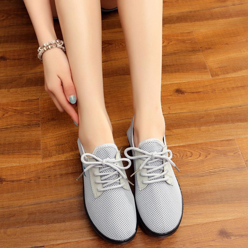 Ženy Ležérní Sportovní Móda Vycházkové Byty Zvýšená Síťovina Vyšívací Klínky Boty