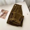 Retro High Waist Cordhose Damen Frühling Herbst Gerade Lässig Volle Länge Hose Mode Schwarze Hose