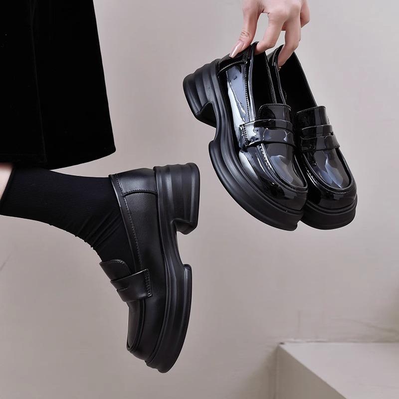 British Style Platform Small Leather Shoes Women's 2025 New Spring and Summer Versatile Black Jk Single Shoes Muffin Loafers Ins Tide