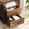 Mesita de noche, mesita de noche, mesa auxiliar, 45 x 45 x 60 cm, estante abierto, 2 cajones, para sala de estar, dormitorio, industrial, rústico