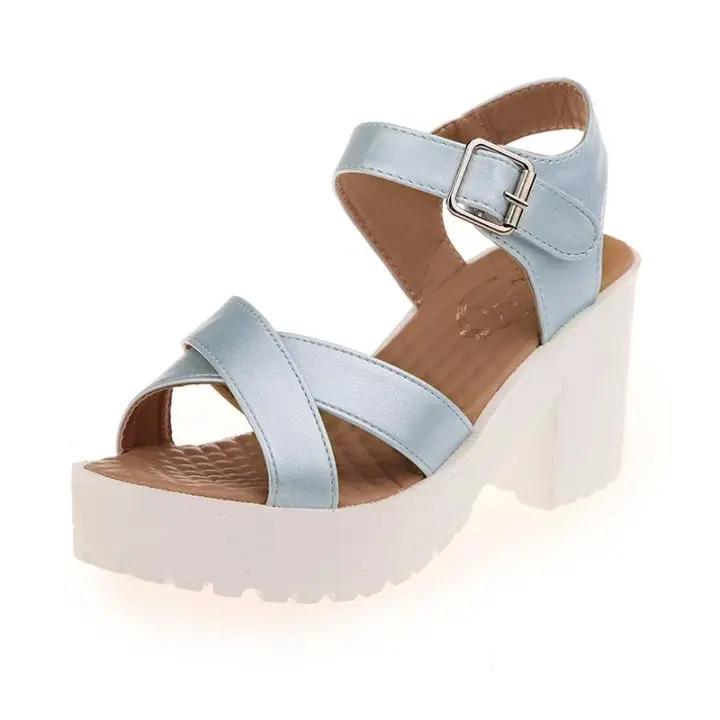 Große Größe 45 Frauen Knöchel Schnalle High Heel Sandalen Sommer 2024 Mode Plattform Sandalen Frau Dicke Sohle Gladiator Sandalias Mujer