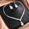 2026  Set Retro Light Luxury Zircon Water Drop Ear Hook Necklace European and American Fashion Temperament High-end Jewelry Set Necklace Women