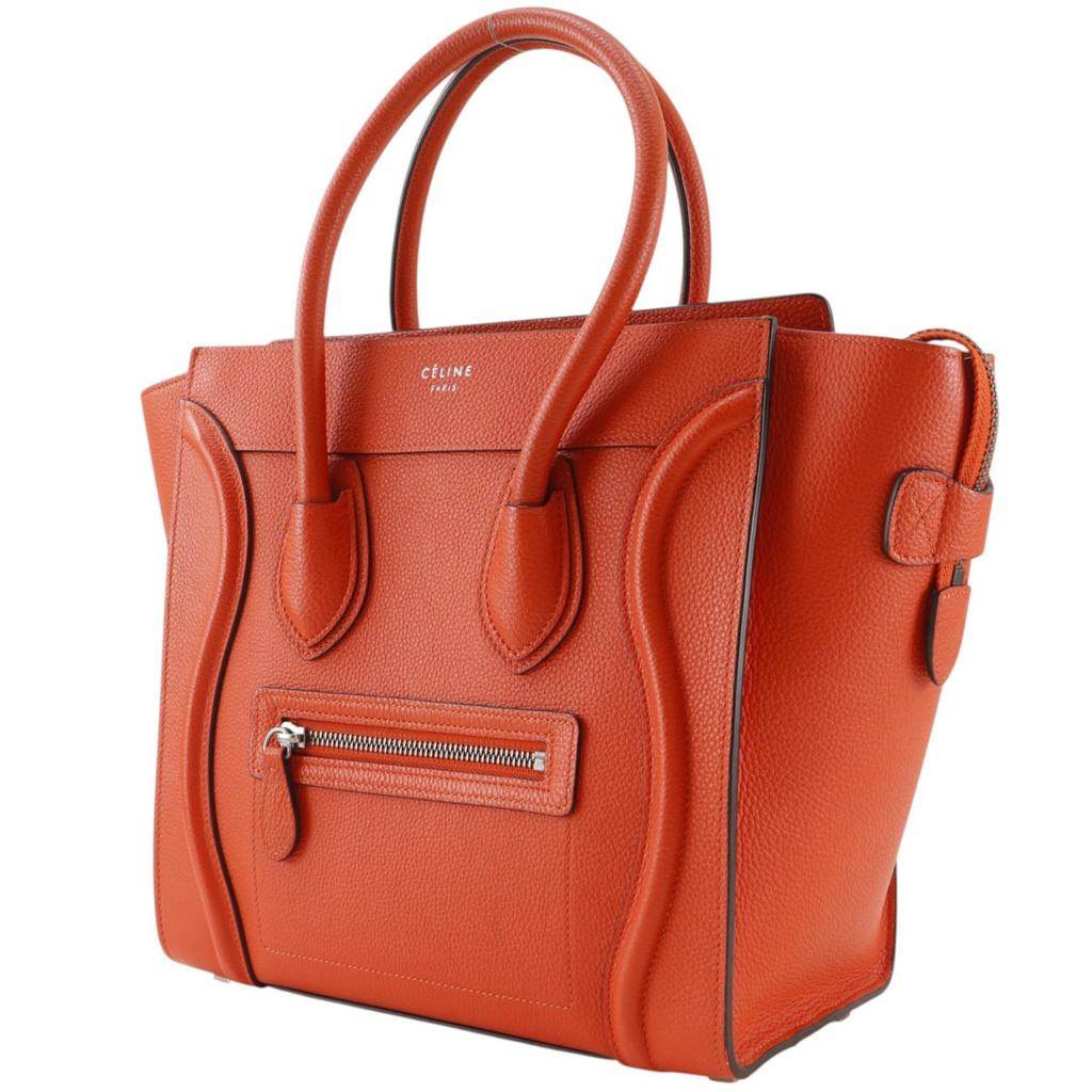 CELINE Luggage micro shopper Handbag 167793DRU.27 vermilion leather Women Used