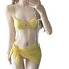 Bikini swimsuit female sexy pure desire yellow small breasts gather white hot spring vacation summer babes