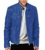 Men's European & American Stand-up Collar Punk Motorcycle Leather Jacket with Logo