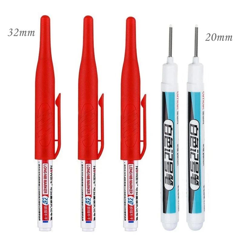 32/20mm Waterproof White Oily Deep Hole Long Nib Head Markers Pen Set for Metal Perforating Bathroom Woodworking Decoration Tool