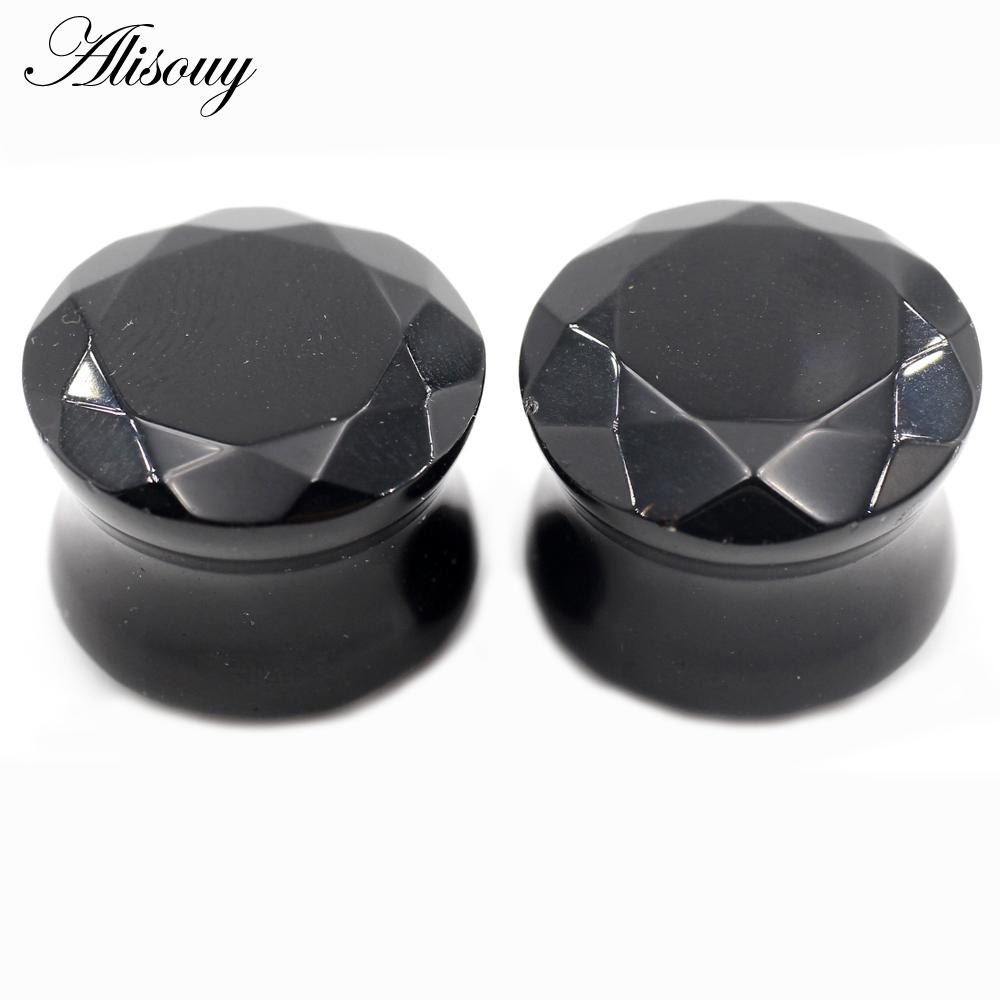 

Alisouy, 2 шт., 6-19 мм, черное стекло, ромбовидное сечение, круглые ушные туннели, заглушки, расширители, носилки, калибры, серьги, пирсинг, украшения для тела 6mm чёрный