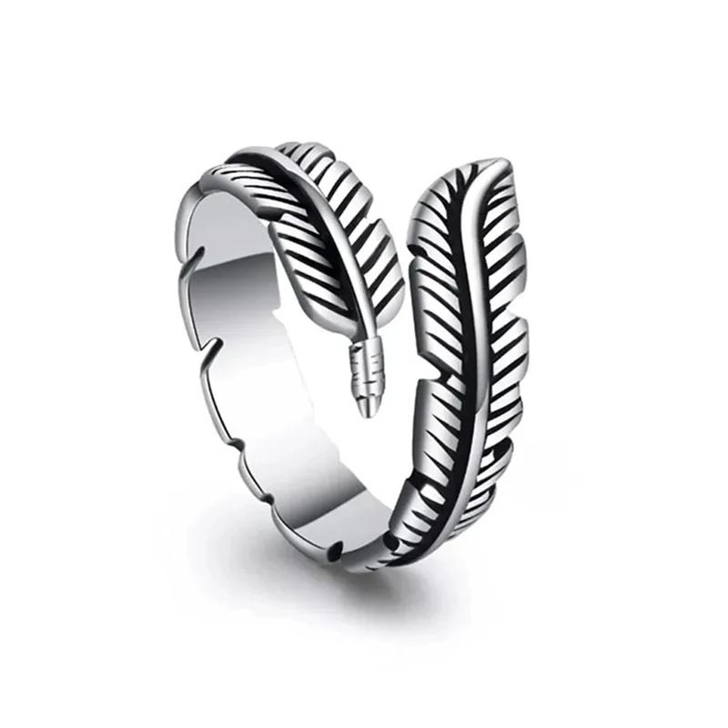 

CAOSHI Punk Style Opening Ring for Women Delicate Feather Shape Design Zircon for Party Vintage Accessories for Anniversary resizable