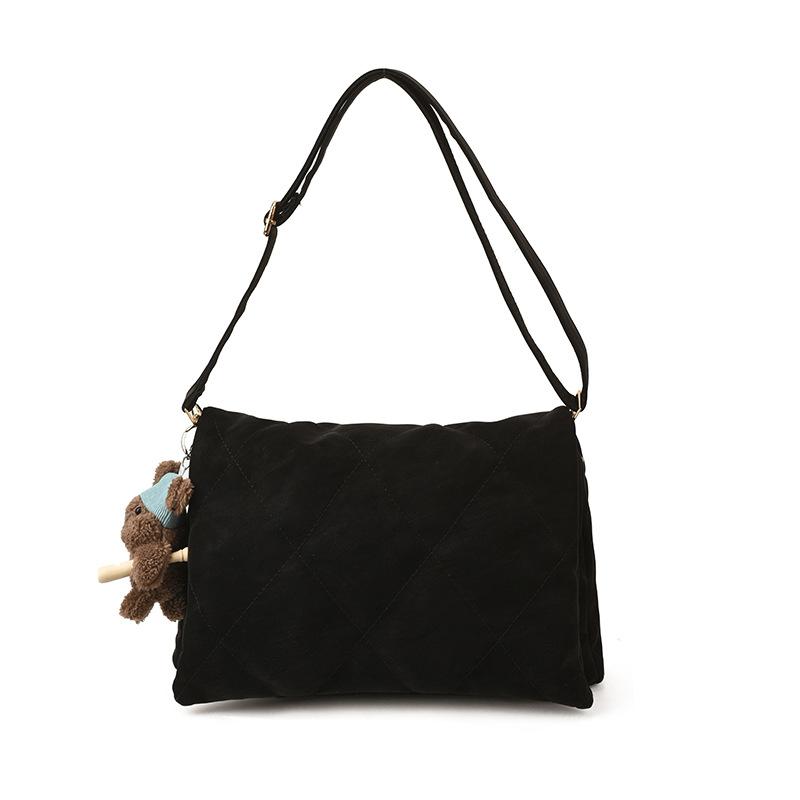 

New Simple Check Texture Simple Crossbody Bag Small Niche Texture Commuter Bag Large Capacity Student Class Casual Diamd Bag