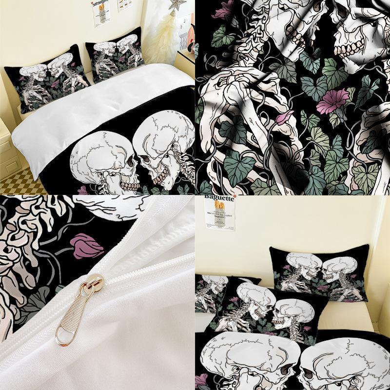 Skull Series 3D Digital Printing Three-Piece Bedding Kit Bed Sheet Quilt Cover