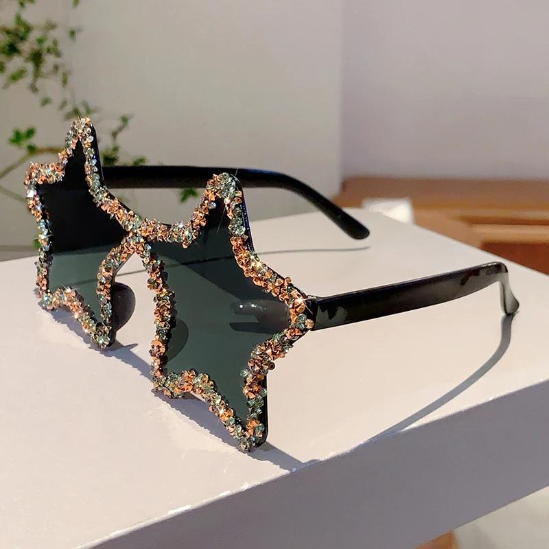 

GM LUMIAS Star Shaped Sunglasses with Rhinestones Women Fashion Cute Decor Shades Trendy Handmade Stylish Design Sun Glasses as picture shows