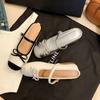 Women's Inner Higher Half Slip Bowknot Ballet Shoes One Strap Baotou Sandals