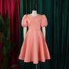 Summer Fashion Party Dresses for Women 2026 New O Neck Short Sleeve High Waisted Pleated Mid Calf Fashion Ladies Birthday Dinner Dress
