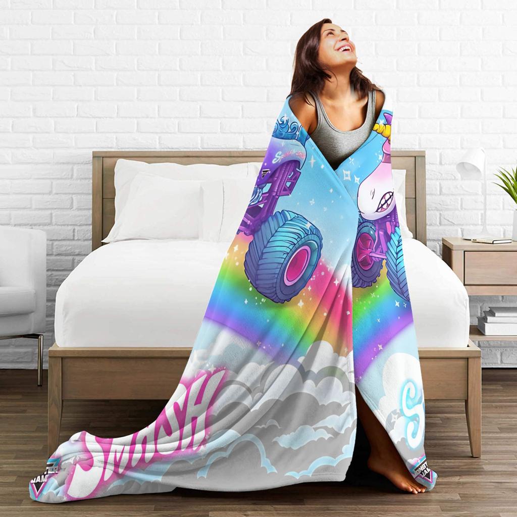 Monster Trucks Sparkle Smash la Manta del Unicornio Cálida Suave Esponjosa Felpa Franela Ropa de Cama Mantas Dormitorio Infantil Colcha Cubre Cama