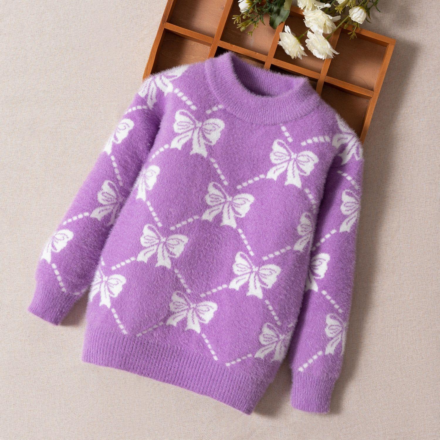 WTEMPO Winter Verdikte Nieuwe Nerts Kinderstrui Basis Meisjes Gebreide Trui Pullover Ronde Hals 150