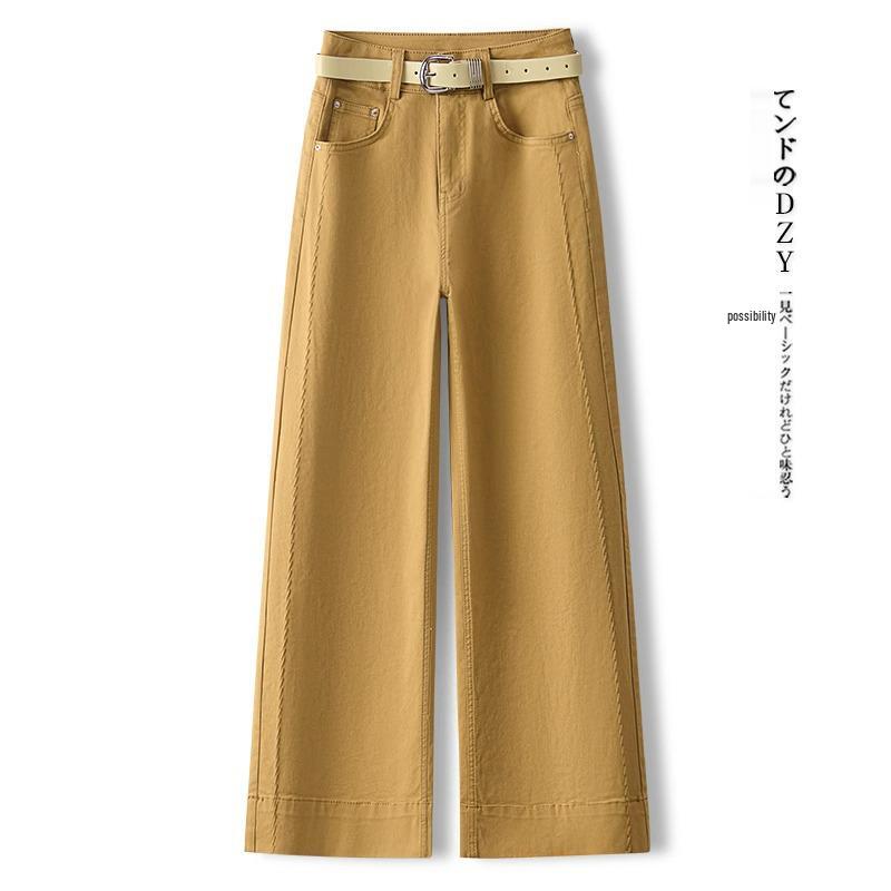 Dámské růžové džínové kalhoty se širokými nohavicemi: Drobná postava, rovné nohavice, móda jaro/podzim 2025