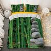 Bambus Dynetrekksett Grønn Natur Plante King Size Polyester Dynetrekk med Putetrekk for Barn Gutter Jenter Sengetøysett