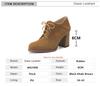 Women Lace Up Platform Pumps Square Heel Round Toe High Heels British Style Oxfords Autumn Low Top Student Shoes Black Booties
