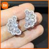 Huitan Novel Half Round Shaped Women Earrings New Crystal Cubic Zirconia Fashion Accessories Daily Wear Party Statement Jewelry