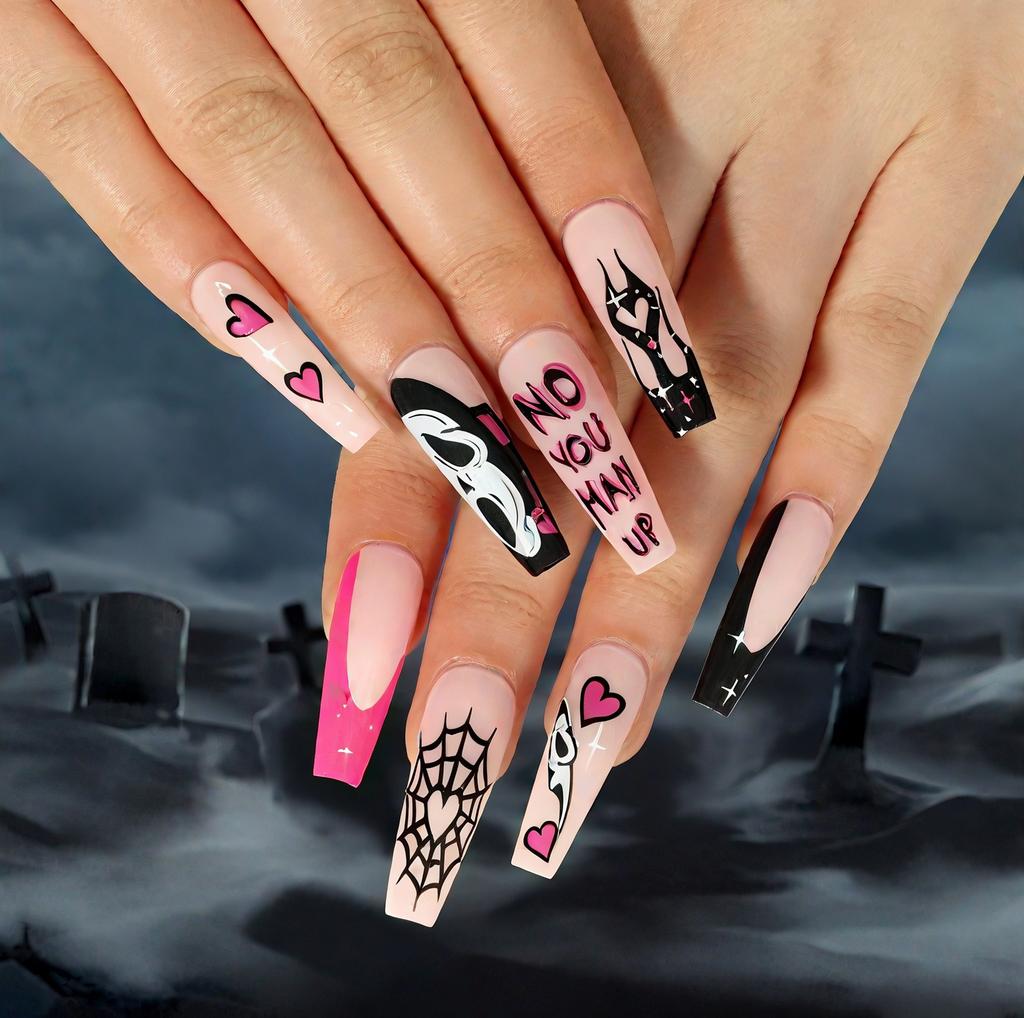 European And American Nail Art Dark Spice Girls Halloween Collection Bat Spider Skull Long Wear Armor
