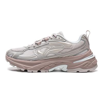 Li Ning Wind Collection Cushioning Slip Resistant Abrasion Resistant Support Low Top Casual Shoes Women's Silver Gray AGLW004-3