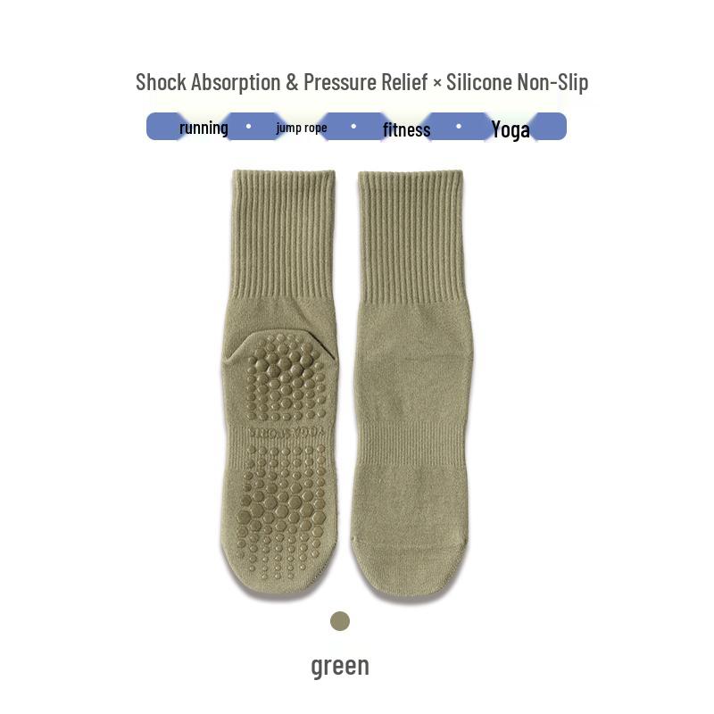 Women's Non-Slip Cotton Yoga Socks, Mid-Calf, Seamless, Ideal for Fitness, Dance, Pilates, and Sports.