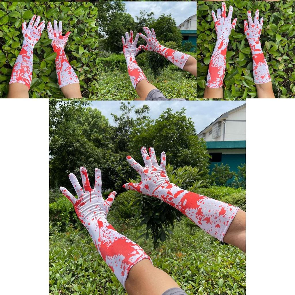 Red Bloodstained Gloves For Cosplay Halloween Costume Party Props