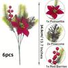 Holiday Artificial Bouquet: Pine Needles, Red Berries, Poinsettia, Faux Flowers for Christmas Home Decor