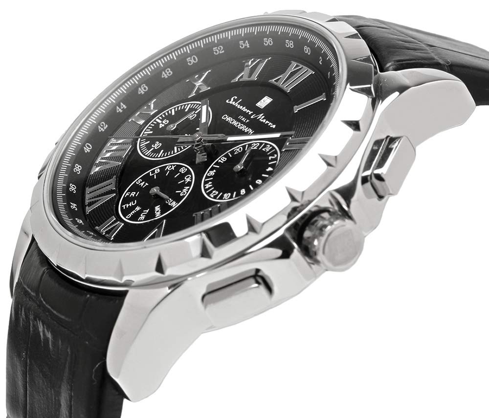 Salvatore Marra Radio Solar Chronograph Limited Edition Watch Black and Silver Men