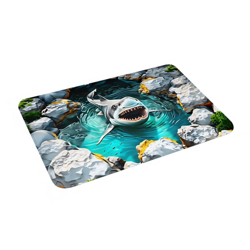 Funny 3D Sharks In Caves Gift Front Door Floor Entrance Mats Indoor  Bath Kitchen Doormat Balcony Carpet Rug