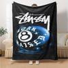 Camo Filled Signature Logo Flannel Blanket, Black Base Street Graffiti Style Soft Throw Blanket