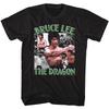 Bruce Lee The Dragon Koliažas Juoda Ikona Marškinėliai
