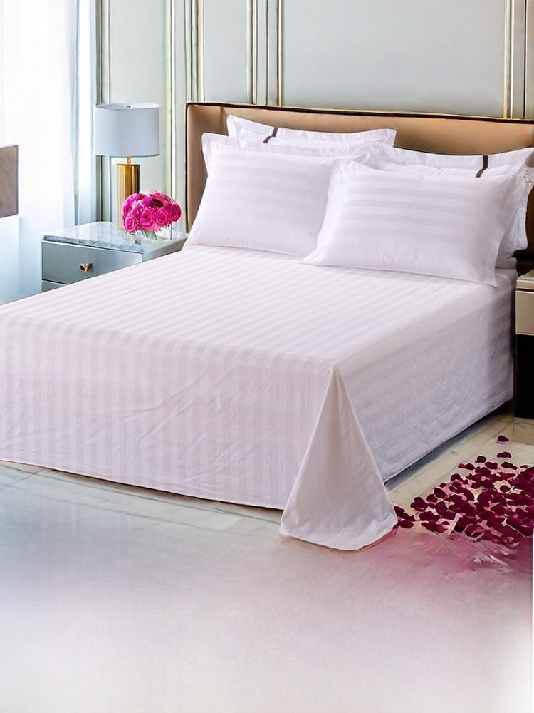 Hotelbettwäsche Weiß Gewaschene Baumwolle Satinstreifen Kissenbezüge Kosmetikstudio Massagesalon Wohnheim Bettlaken Qualitätssicherung