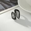 Goth Crystal Zircon Ring Grey Square Finger Rings Fashion Accessory Open Rings  Women