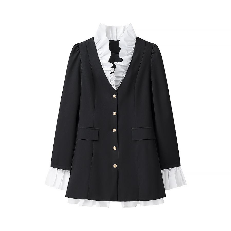 

Elegant 2025 Summer French Socialite Lace Collar Shirt Dress M
